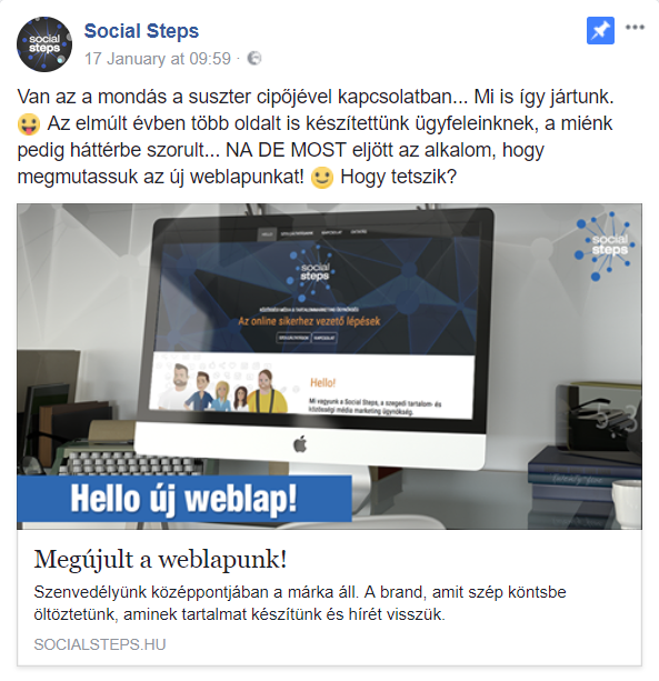 Social Steps marketing ügynökség Szeged - Facebook mérettáblázat 2018